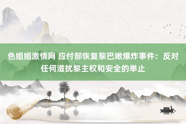 色姐姐激情网 应付部恢复黎巴嫩爆炸事件：反对任何滋扰黎主权和安全的举止