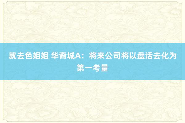 就去色姐姐 华裔城A：将来公司将以盘活去化为第一考量