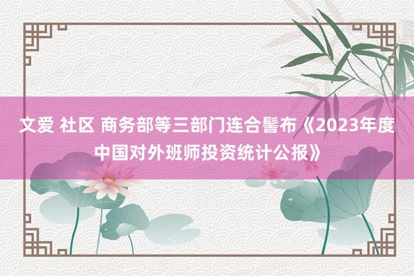 文爱 社区 商务部等三部门连合髻布《2023年度中国对外班师投资统计公报》