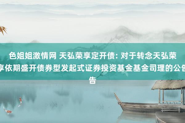 色姐姐激情网 天弘荣享定开债: 对于转念天弘荣享依期盛开债券型发起式证券投资基金基金司理的公告