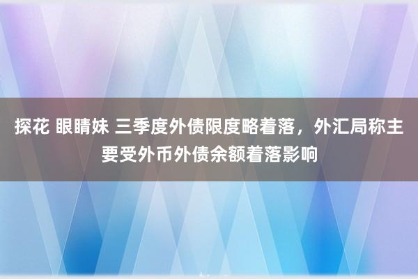 探花 眼睛妹 三季度外债限度略着落，外汇局称主要受外币外债余额着落影响