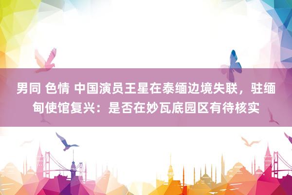 男同 色情 中国演员王星在泰缅边境失联，驻缅甸使馆复兴：是否在妙瓦底园区有待核实