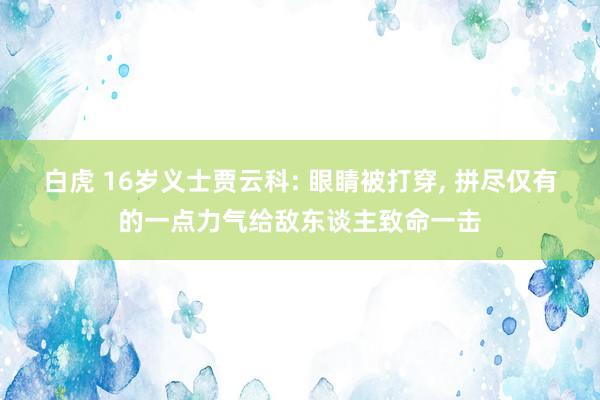 白虎 16岁义士贾云科: 眼睛被打穿， 拼尽仅有的一点力气给敌东谈主致命一击