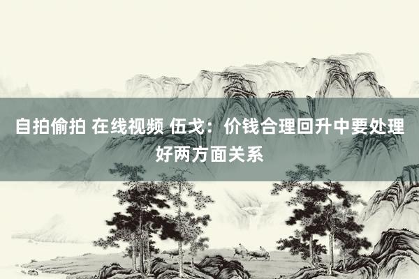 自拍偷拍 在线视频 伍戈：价钱合理回升中要处理好两方面关系