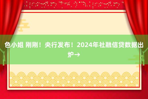 色小姐 刚刚！央行发布！2024年社融信贷数据出炉→
