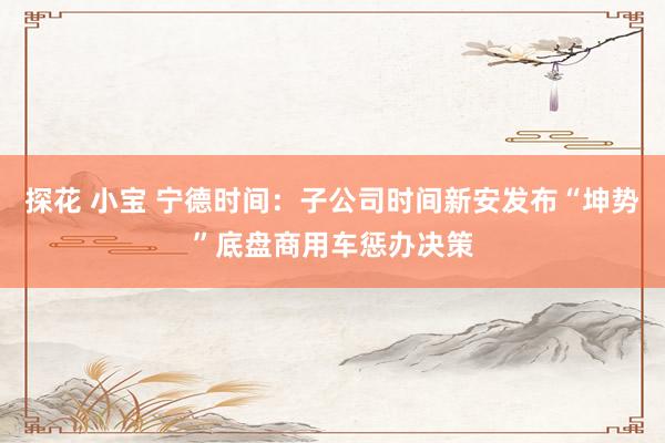 探花 小宝 宁德时间：子公司时间新安发布“坤势”底盘商用车惩办决策