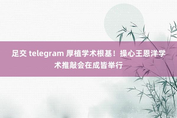 足交 telegram 厚植学术根基！操心王恩洋学术推敲会在成皆举行