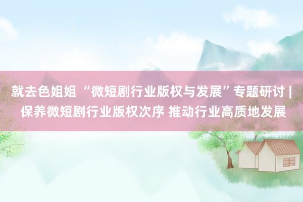 就去色姐姐 “微短剧行业版权与发展”专题研讨 | 保养微短剧行业版权次序 推动行业高质地发展