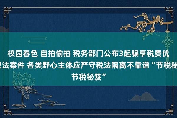 校园春色 自拍偷拍 税务部门公布3起骗享税费优惠犯法案件 各类野心主体应严守税法隔离不靠谱“节税秘笈”