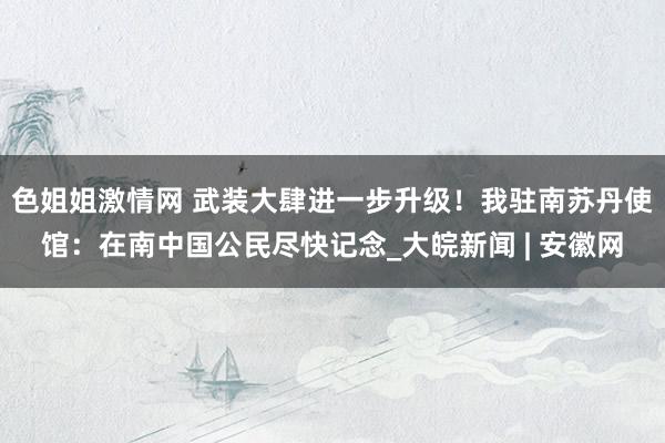 色姐姐激情网 武装大肆进一步升级！我驻南苏丹使馆：在南中国公民尽快记念_大皖新闻 | 安徽网