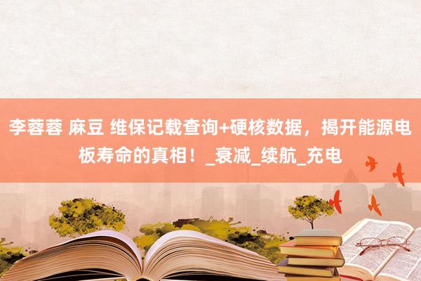 李蓉蓉 麻豆 维保记载查询+硬核数据，揭开能源电板寿命的真相！_衰减_续航_充电