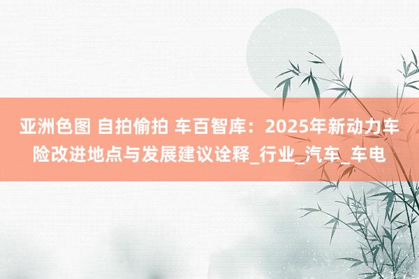 亚洲色图 自拍偷拍 车百智库：2025年新动力车险改进地点与发展建议诠释_行业_汽车_车电