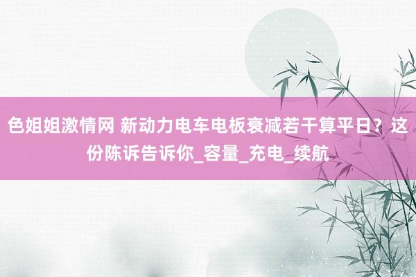 色姐姐激情网 新动力电车电板衰减若干算平日？这份陈诉告诉你_容量_充电_续航