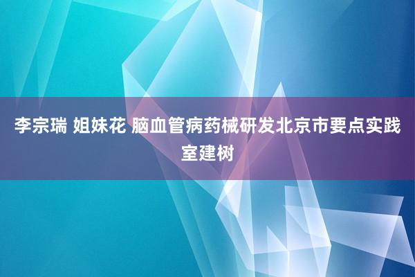 李宗瑞 姐妹花 脑血管病药械研发北京市要点实践室建树