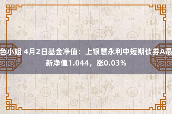 色小姐 4月2日基金净值：上银慧永利中短期债券A最新净值1.044，涨0.03%