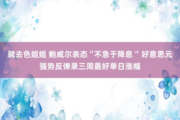 就去色姐姐 鲍威尔表态“不急于降息“ 好意思元强势反弹录三周最好单日涨幅