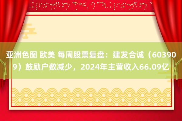 亚洲色图 欧美 每周股票复盘：建发合诚（603909）鼓励户数减少，2024年主营收入66.09亿