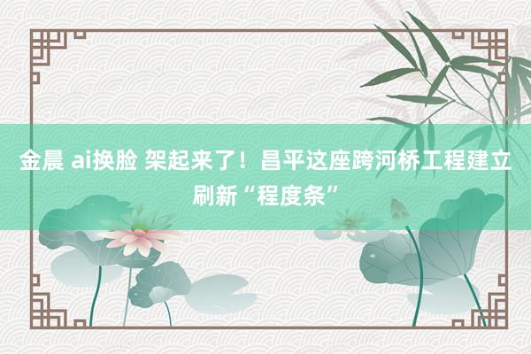 金晨 ai换脸 架起来了！昌平这座跨河桥工程建立刷新“程度条”