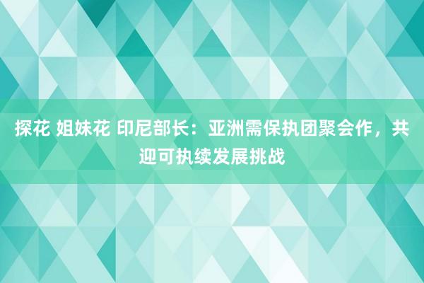 探花 姐妹花 印尼部长：亚洲需保执团聚会作，共迎可执续发展挑战