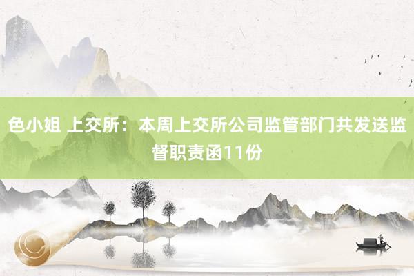色小姐 上交所：本周上交所公司监管部门共发送监督职责函11份