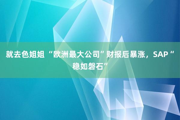 就去色姐姐 “欧洲最大公司”财报后暴涨，SAP“稳如磐石”